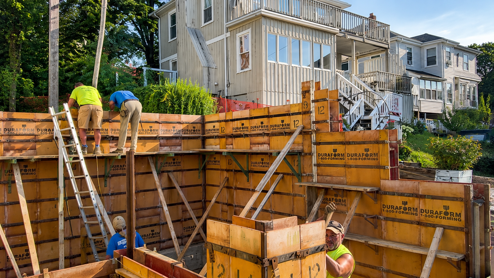 DS Benoit field team working together on residential foundation forms